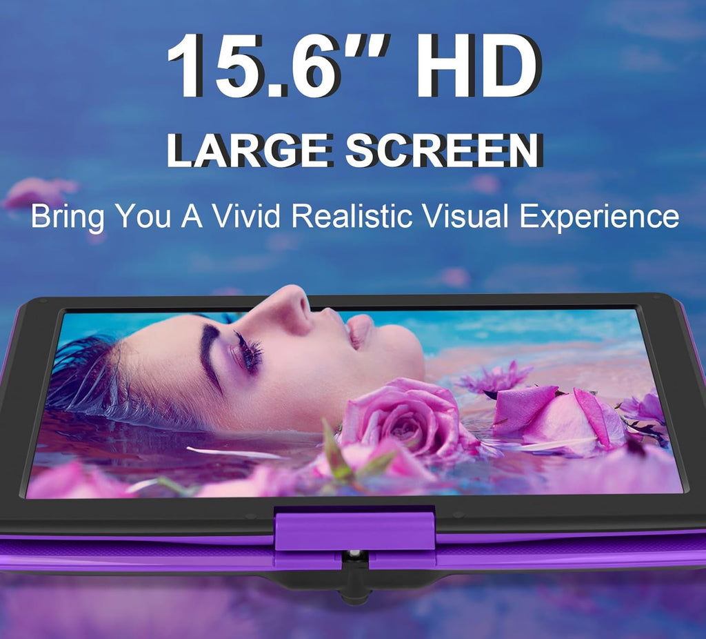 17.5" Portable DVD Player with 15.6" HD Screen, 6 Hours Rechargeable Battery, Purple U271067