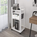 3-Tier Movable Printer Stand with Storage on Wheels White X36900