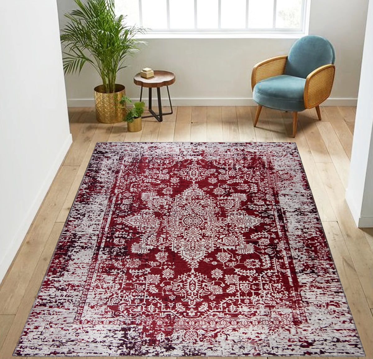 Washable Area Rug Low Profile Persian Runner Anti Slip Backing Foldable Carpet C334696