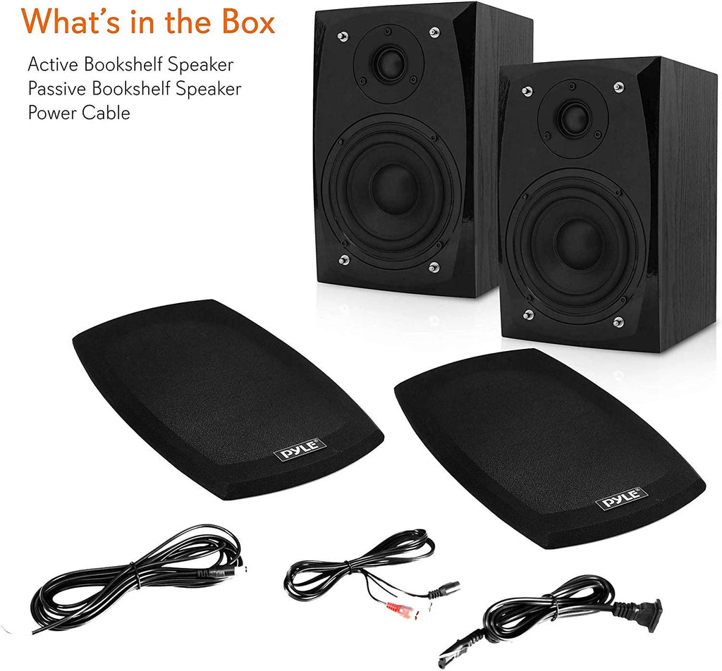 Black Bluetooth Bookshelf Stereo Speakers D19385