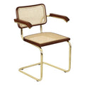 Black Cane Cantilever Armchair with Brass Steel Frame K44475