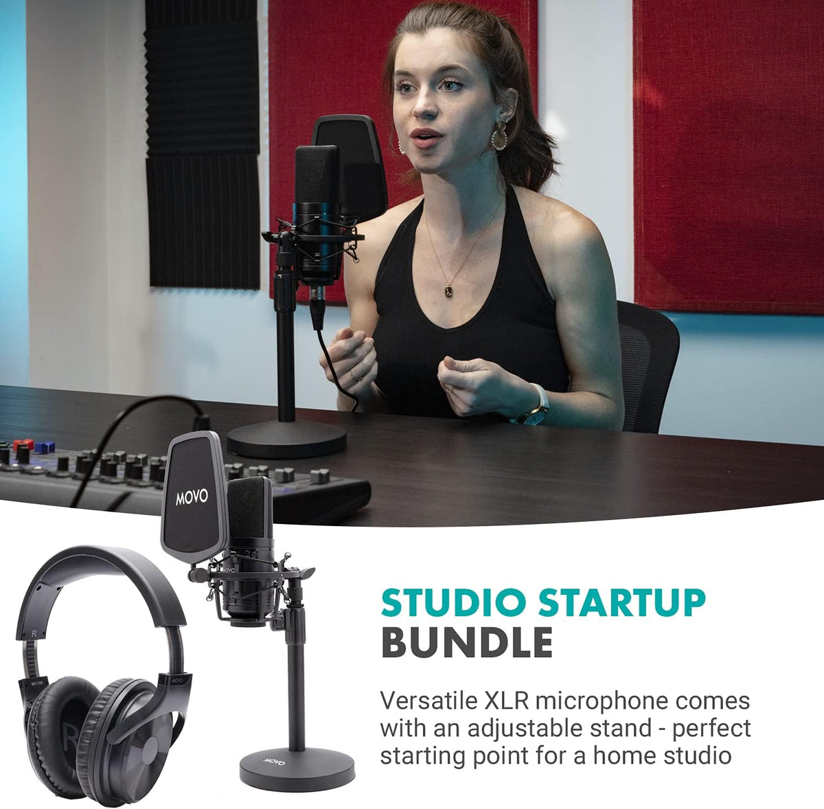 Studio Headphones with Microphone, Pop Filter, and Mic Stand P5001