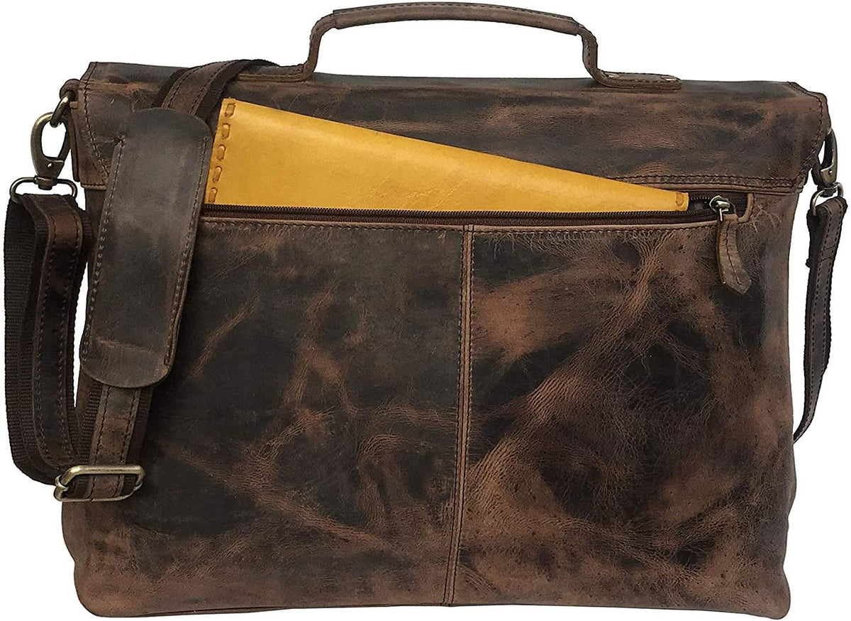 18 Inch Brown Leather Messenger Bag N11445