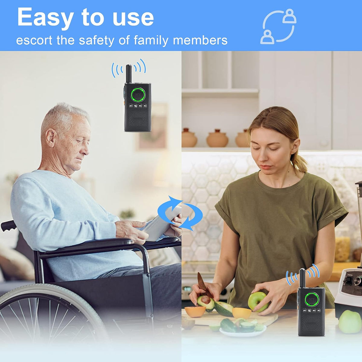 Wireless Caregiver Pager Call Button Alert System 1.5 Miles Long Range Y71313