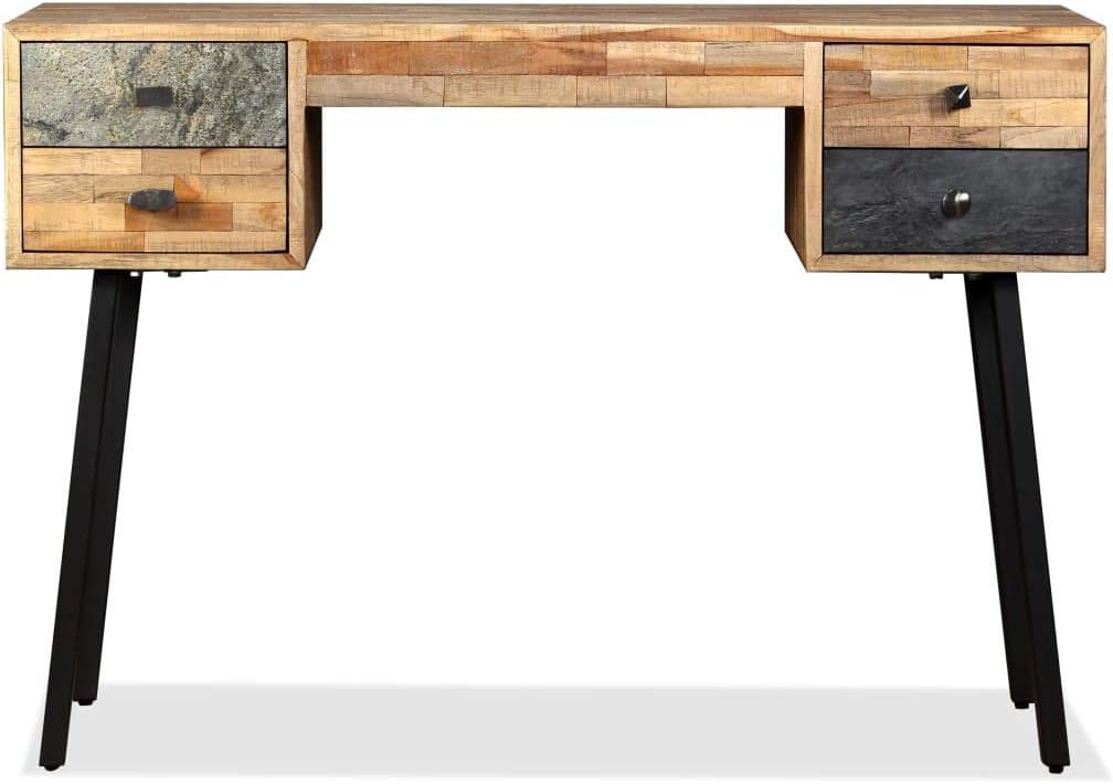 Solid Reclaimed Teak Desk with 4 Drawers 43.3"x19.6"x29.9" I256739