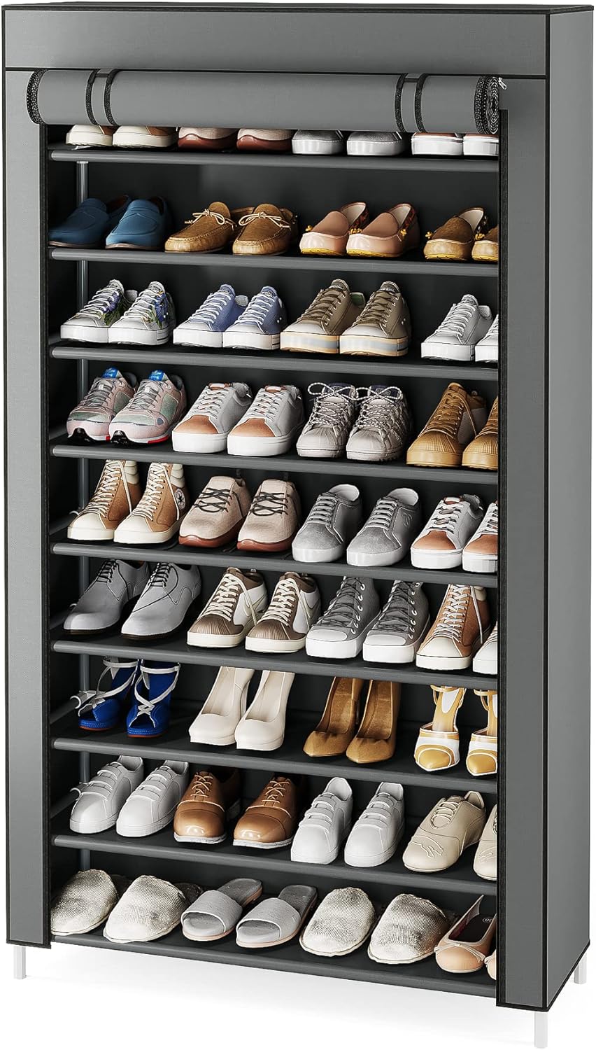 10 Tier Black Non-Woven Shoe Storage Cabinet H70616