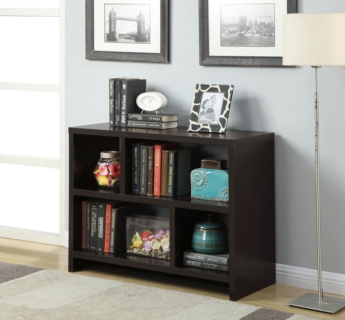 White Console Bookcase L3259