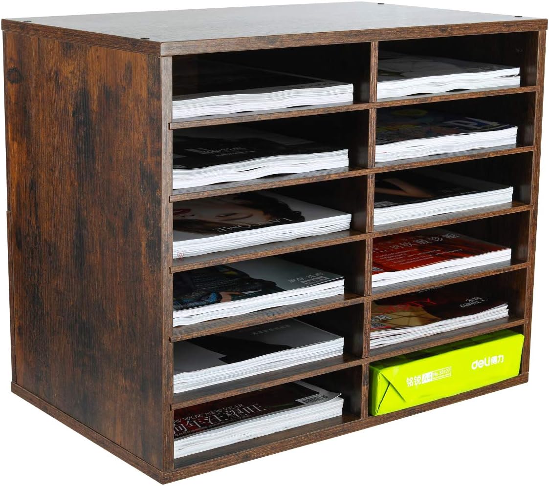 Wood Desktop Literature Organizer 12 Compartments Pack of 2 W484660