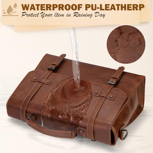 Black Waterproof Leather Laptop Messenger Bag V381371