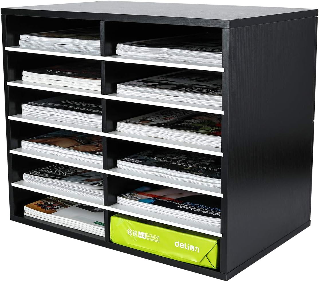 Wood Desktop Literature Organizer 12 Compartments Pack of 2 W484660
