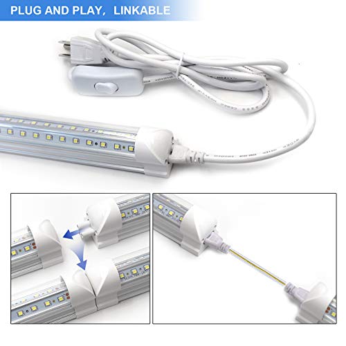 10-Pack 8ft 90W T8 Integrated LED Tube Light 6500K 12000LM V-Shape Linkable Clear Cover B318