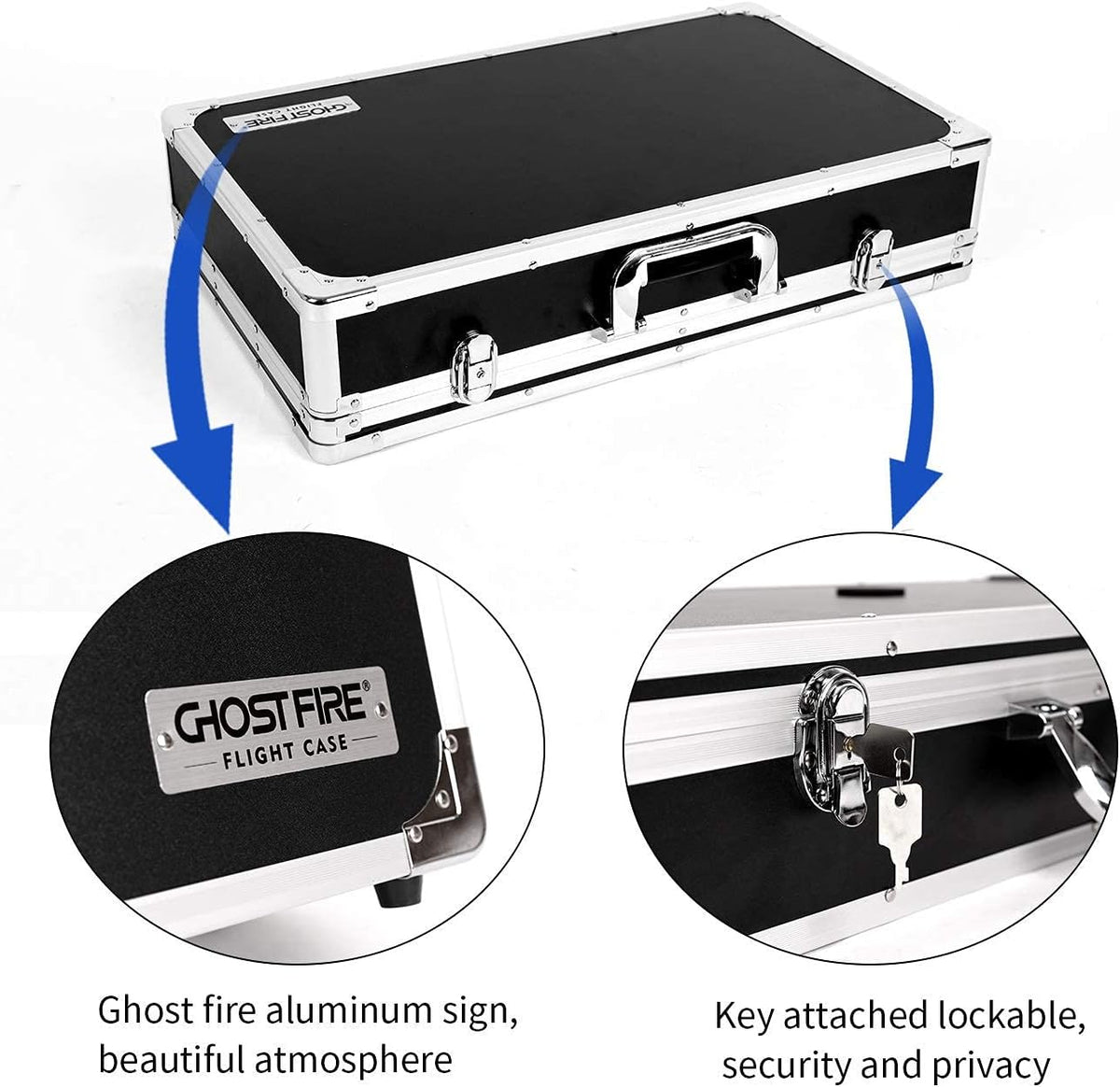 21.6x12.4x4.2in Sturdy Locking Aluminum Guitar Multi Effect Pedal Case W46339