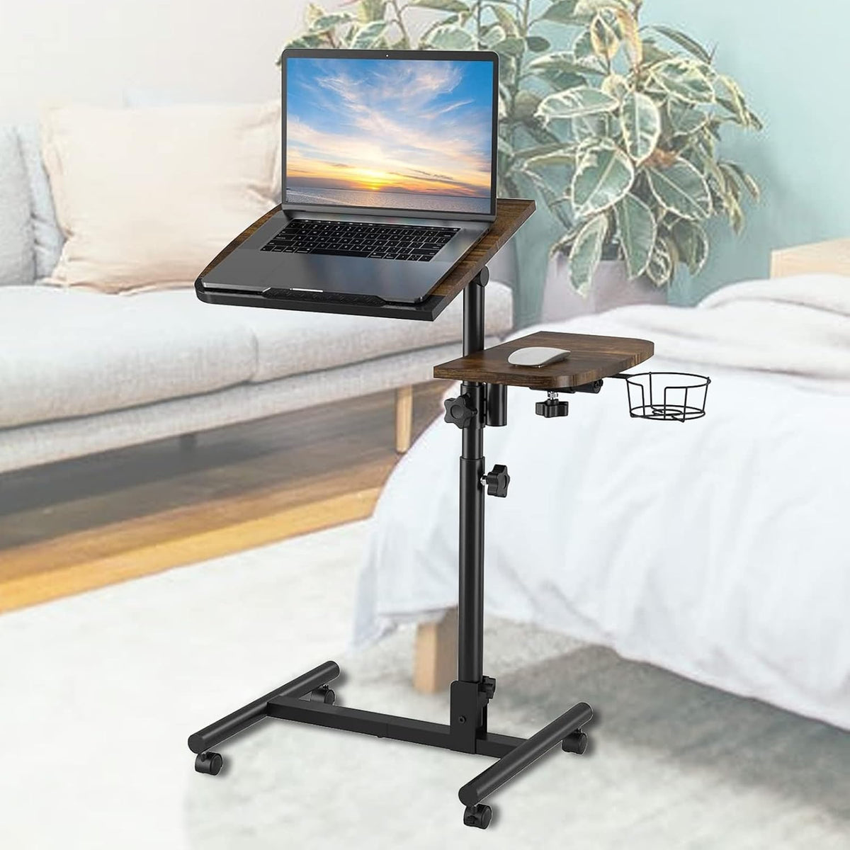 Adjustable Laptop Table with Cup Holder and Wheels N9835