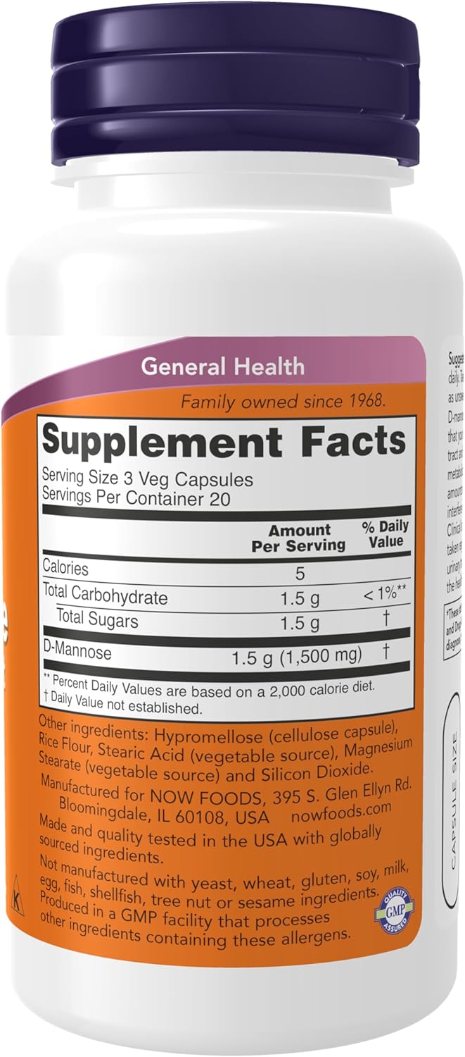 D-Mannose 500 mg, 60 Veg Capsules Q956