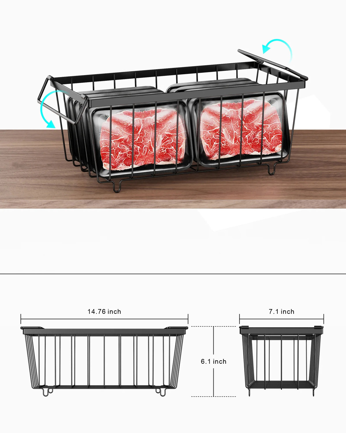 5 Pack Wire Storage Baskets for Deep Freezer, Black L1425