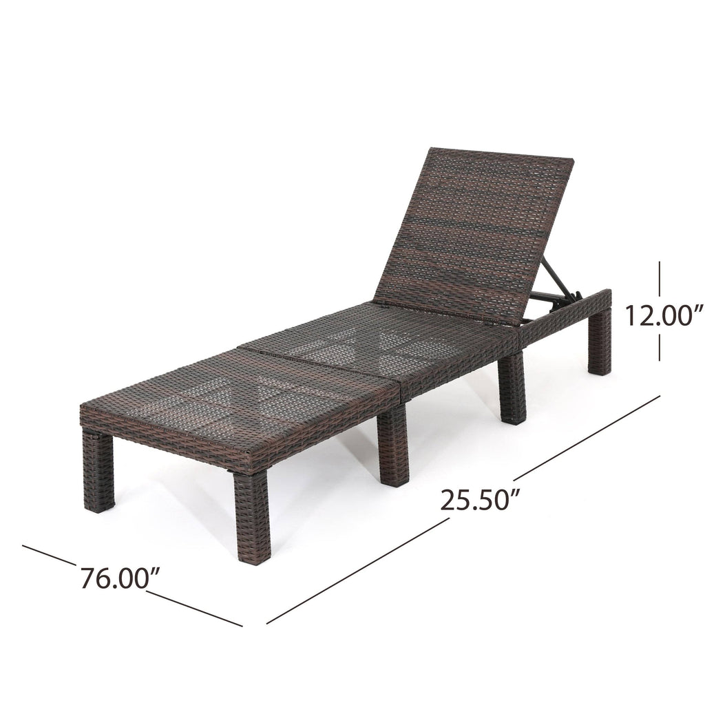 Brown Wicker Chaise Lounge Set of 4 G957102