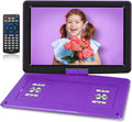 17.5" Portable DVD Player with 15.6" HD Screen, 6 Hours Rechargeable Battery, Purple U271067