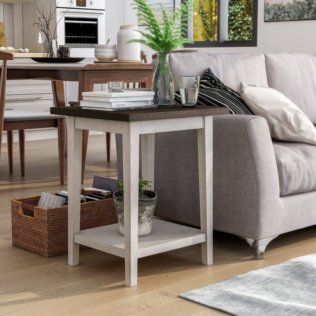 Rustic Open-Shelf Side Table V3819