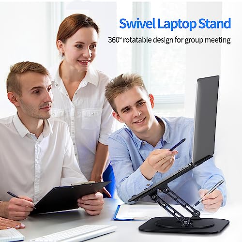 Black Adjustable Foldable Laptop Stand with 360 Rotating Base O8778