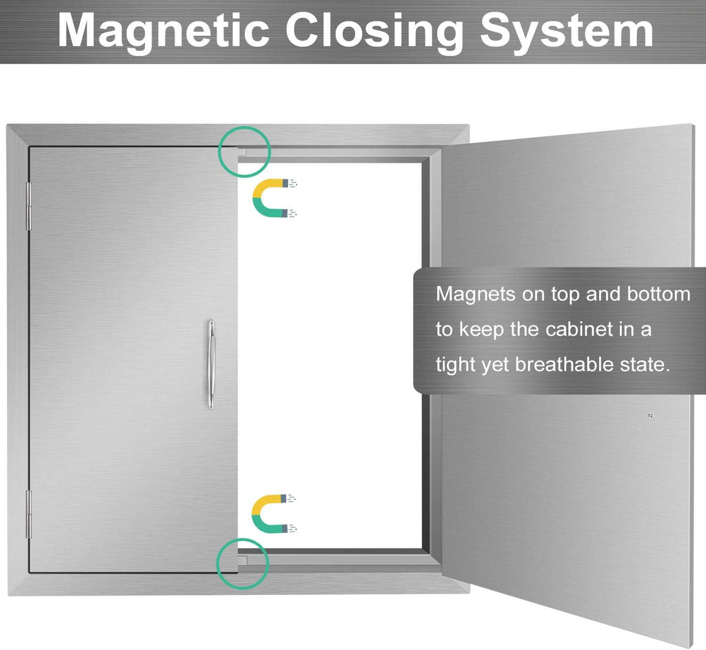 24W x 24H Inch Stainless Steel Double Wall Outdoor Kitchen Doors R97733