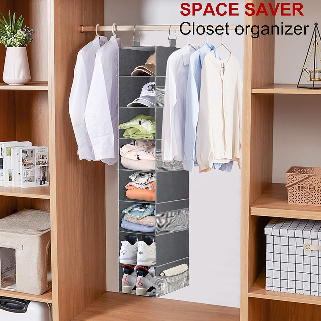 3-Tier Long Shoe Rack and 8-Shelf Hanging Shoe Organizer W967865