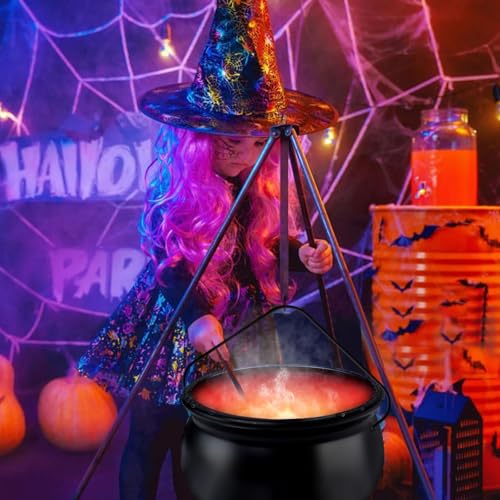 12" Large Black Witch Cauldron with Mist Maker Fogger M33311