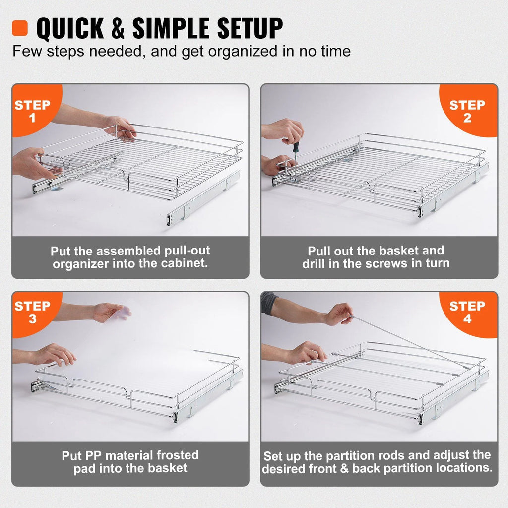 20W x 21D Steel Pull Out Cabinet Organizer X9597