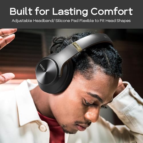Bluetooth Headphones Over Ear, 90 Hours Playtime, Wireless, Noise Isolating, HiFi Stereo, Black U58684