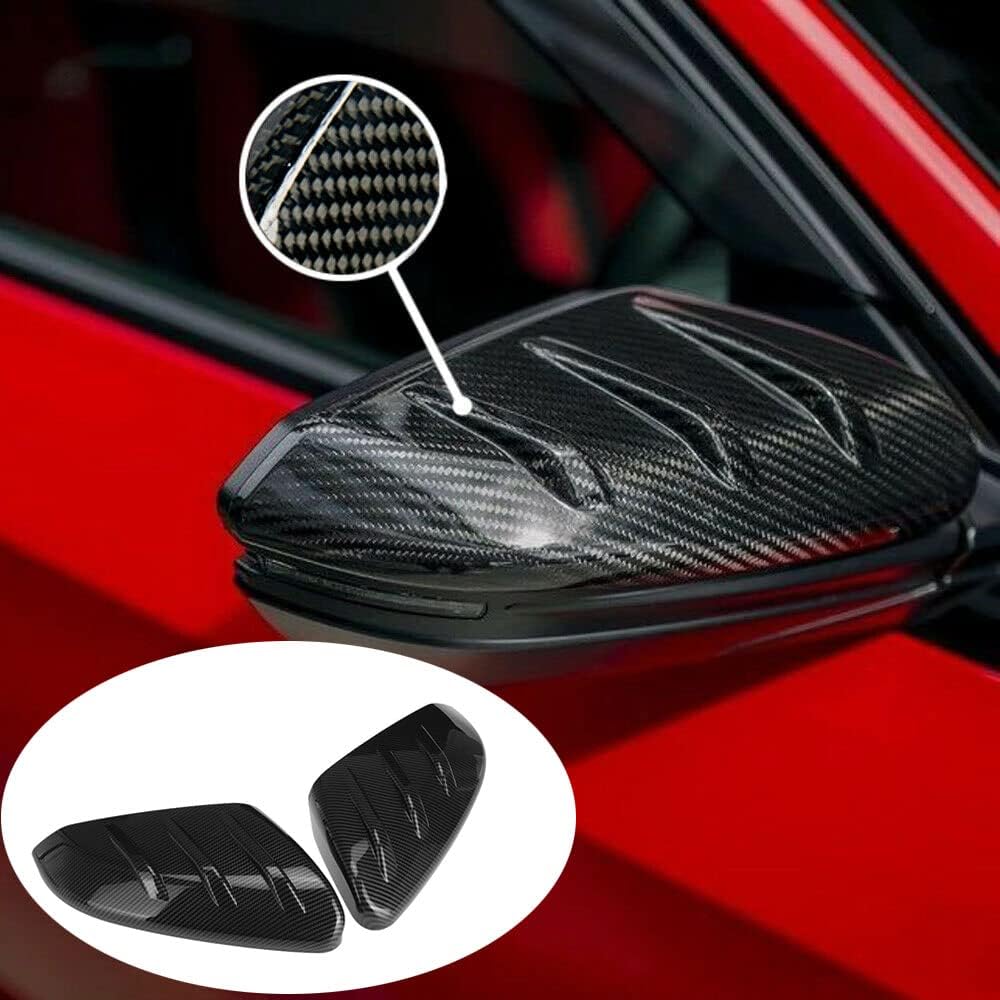 Glossy Black Carbon Fiber Side Door Rear View Mirror Covers C46844