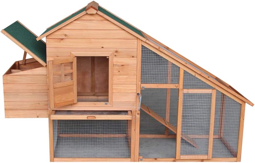 Waterproof Multi-Level Chicken Coop with Ramps, Nesting Box, Wire Fence (75‘’) M11563