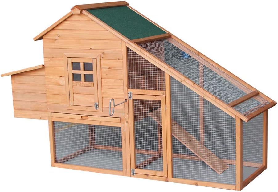 Waterproof Multi-Level Chicken Coop with Ramps, Nesting Box, Wire Fence (75‘’) M11563