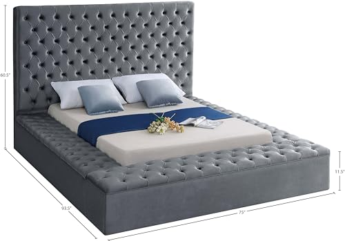 Black Velvet Upholstered Queen Bed with Storage Y687863