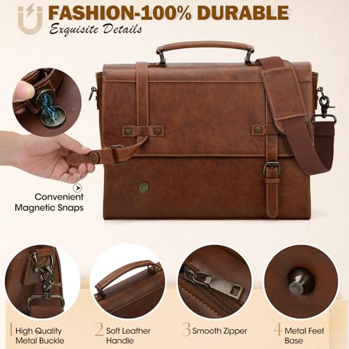 Black Waterproof Leather Laptop Messenger Bag V381371