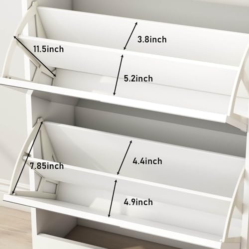 White Shoe Cabinet with 3 Flip Drawers & 2 Sliding Drawers M473