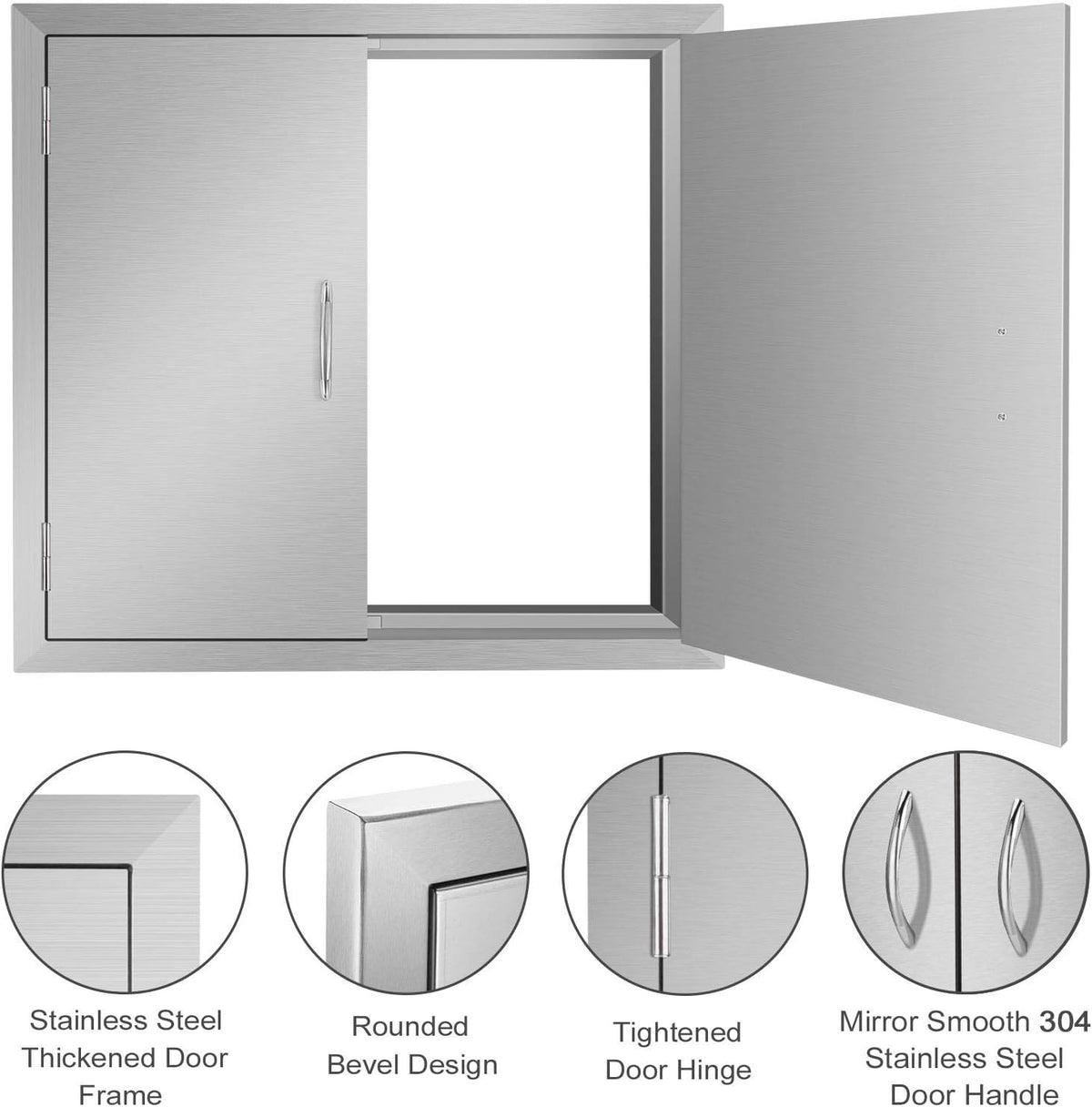 24W x 24H Inch Stainless Steel Double Wall Outdoor Kitchen Doors R97733
