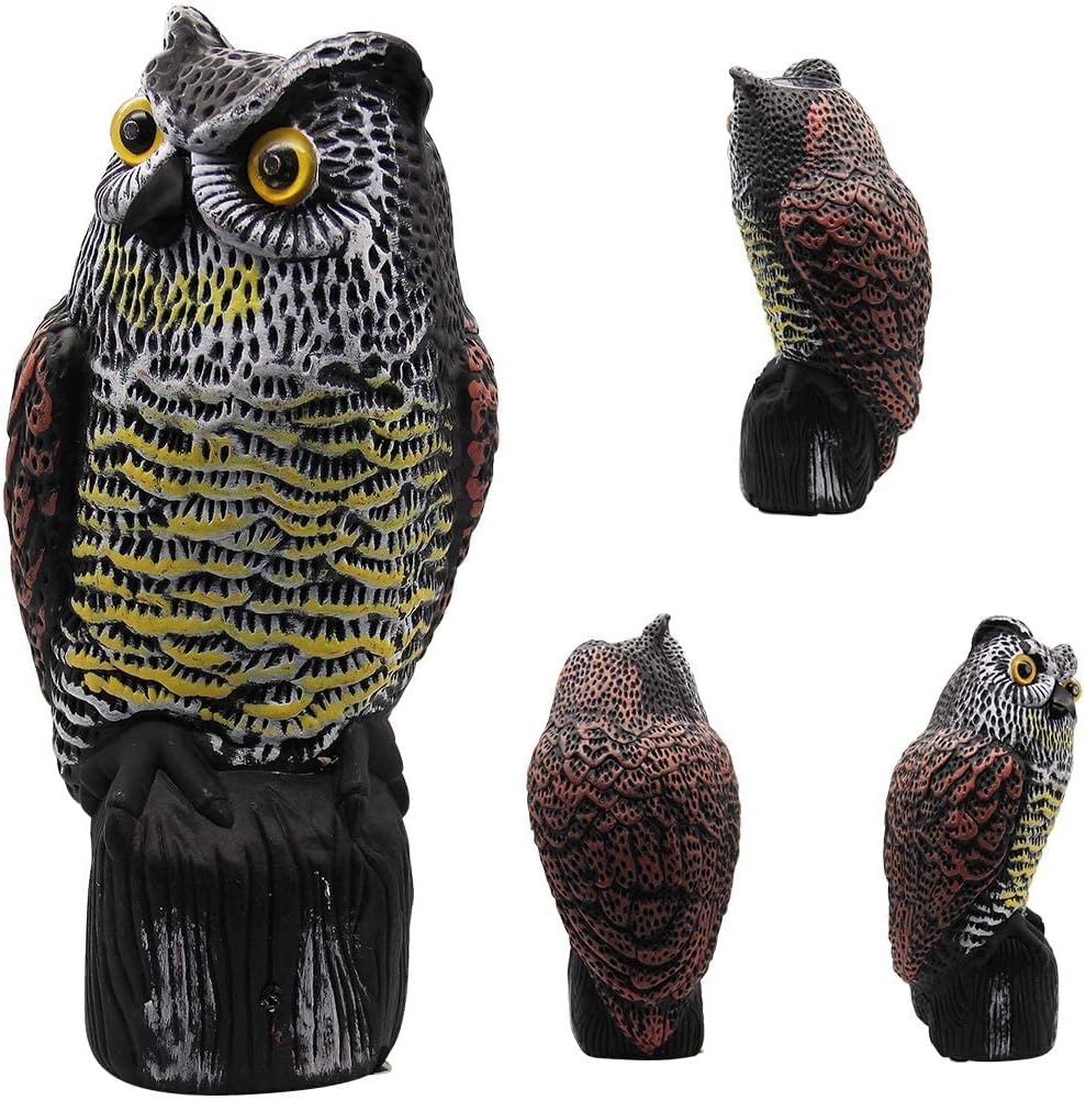 Solar Powered Owl Statue with Red Eyes S593