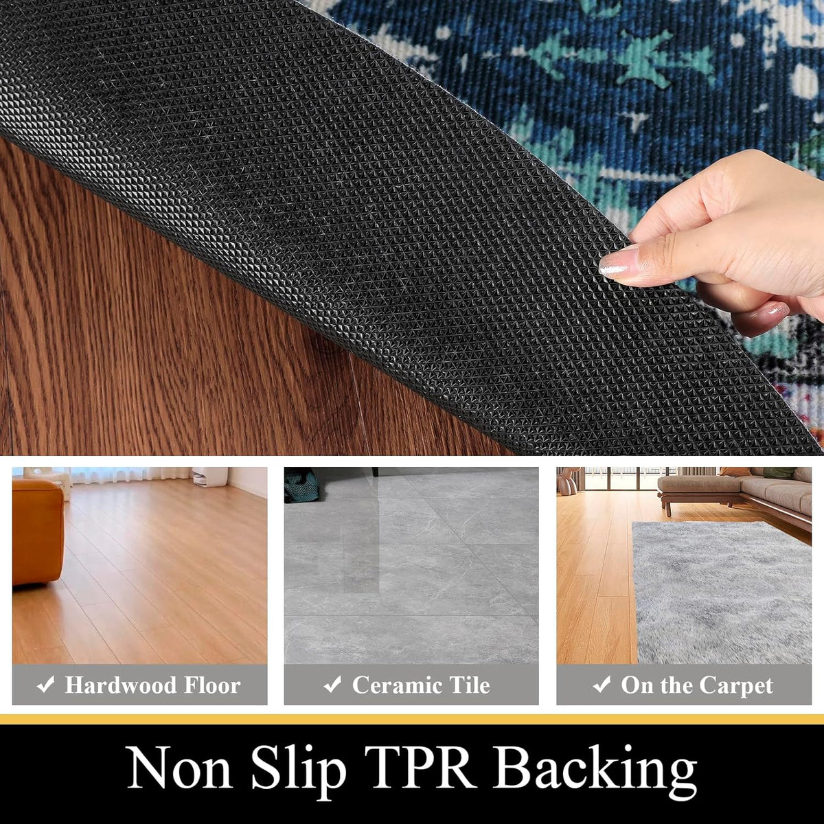 Blue Non Slip Desk Chair Mat for Hardwood Floor, 5 Ft F65132