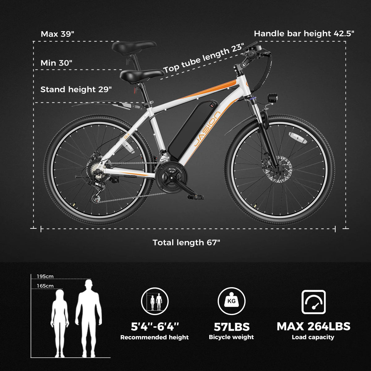 26 Electric Bike with 500W Brushless Motor, 36V 12.5Ah Removable Battery, 21 Speed Gear, Front Fork Suspension R4314