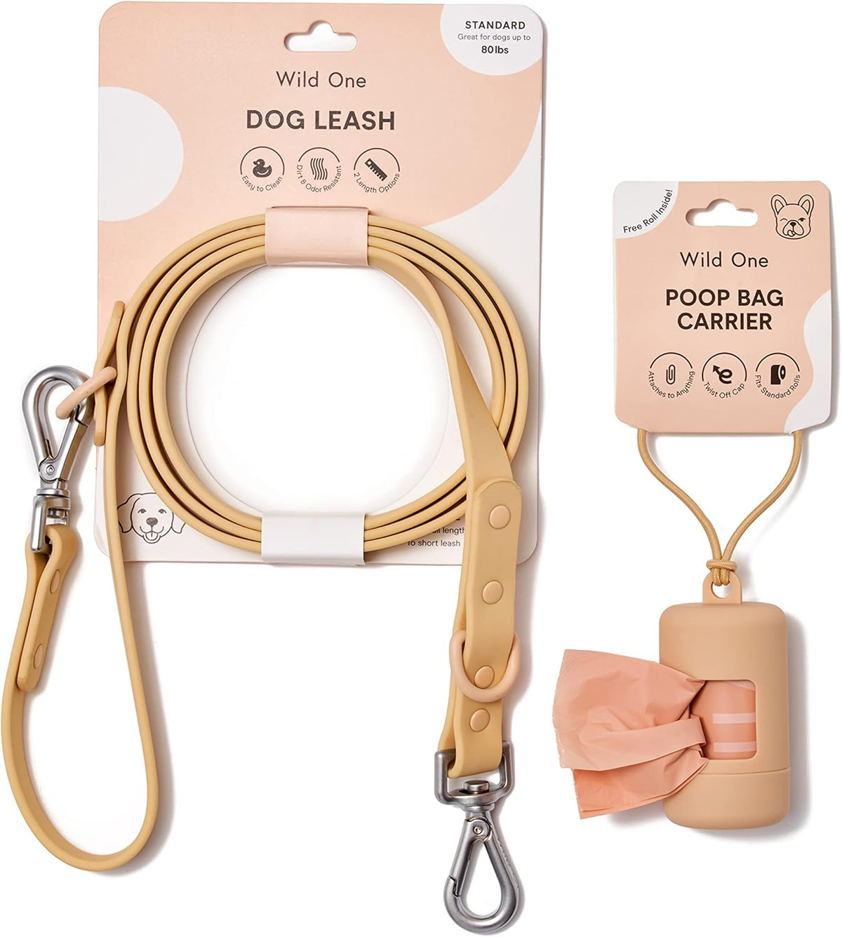 Lilac Nylon Dog Leash and Poop Bag Carrier Set A8190