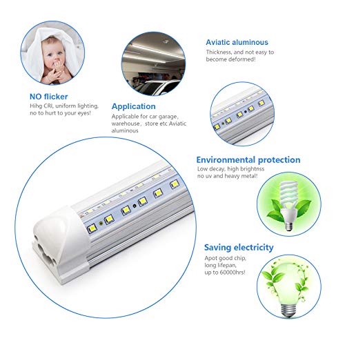 10-Pack 8ft 90W T8 Integrated LED Tube Light 6500K 12000LM V-Shape Linkable Clear Cover B318