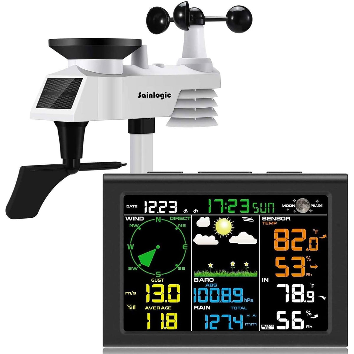 8-in-1 Wireless Weather Station with Outdoor Sensor (Black) V50513
