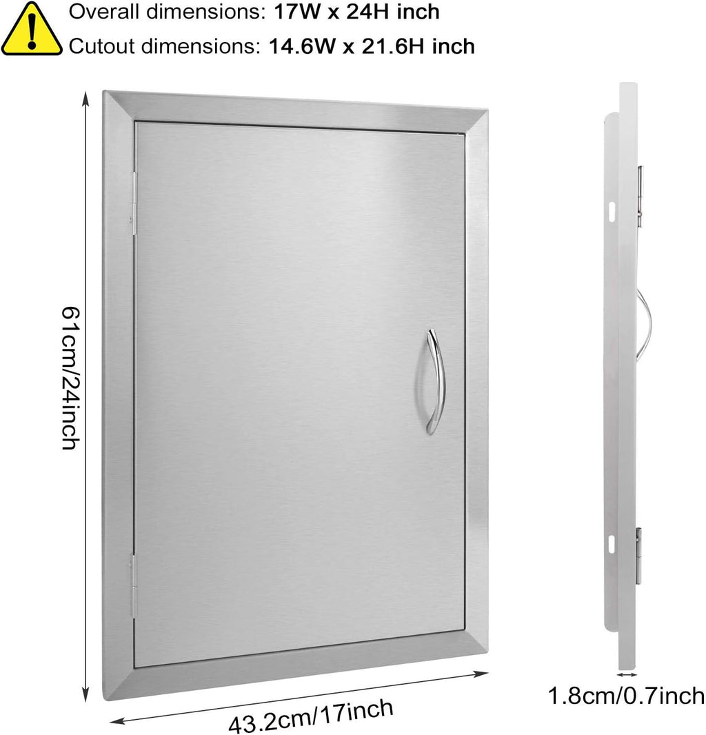 24W x 24H Inch Stainless Steel Double Wall Outdoor Kitchen Doors R97733