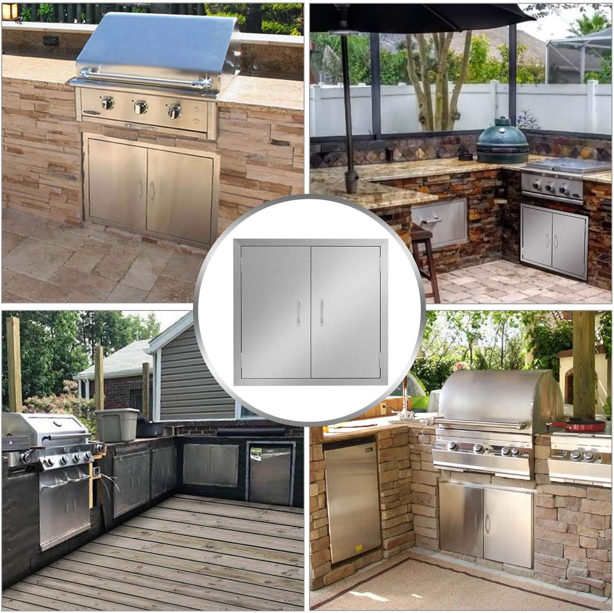 24W x 24H Inch Stainless Steel Double Wall Outdoor Kitchen Doors R97733
