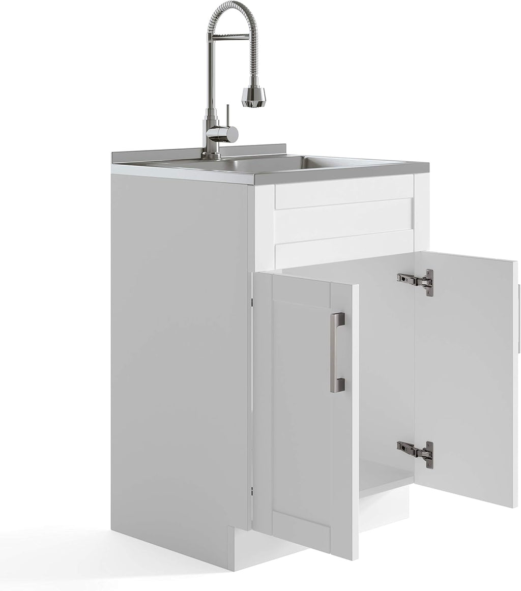 24 inch Laundry Cabinet with Faucet and Stainless Steel Sink L7179
