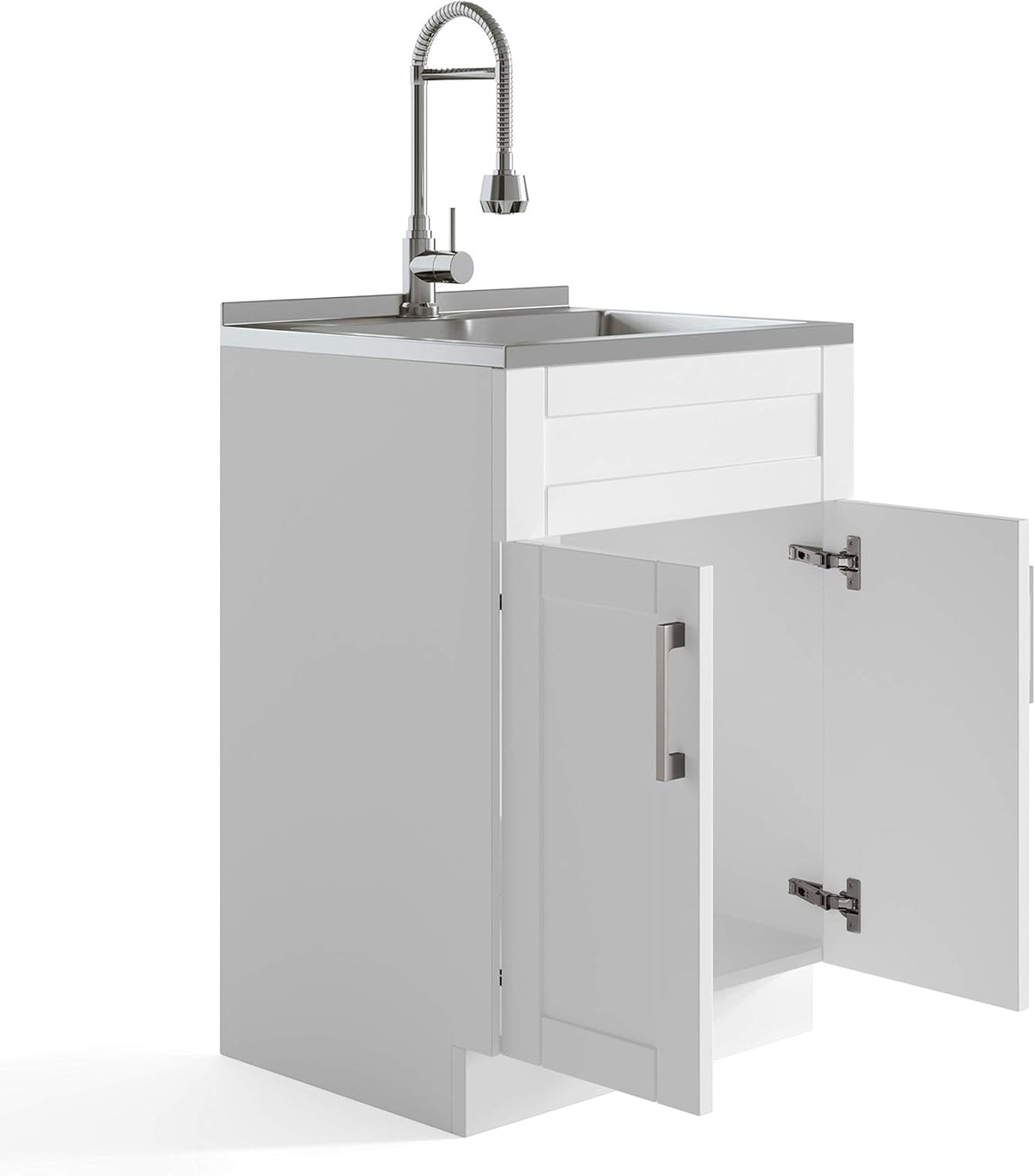 24 inch Laundry Cabinet with Faucet and Stainless Steel Sink L7179