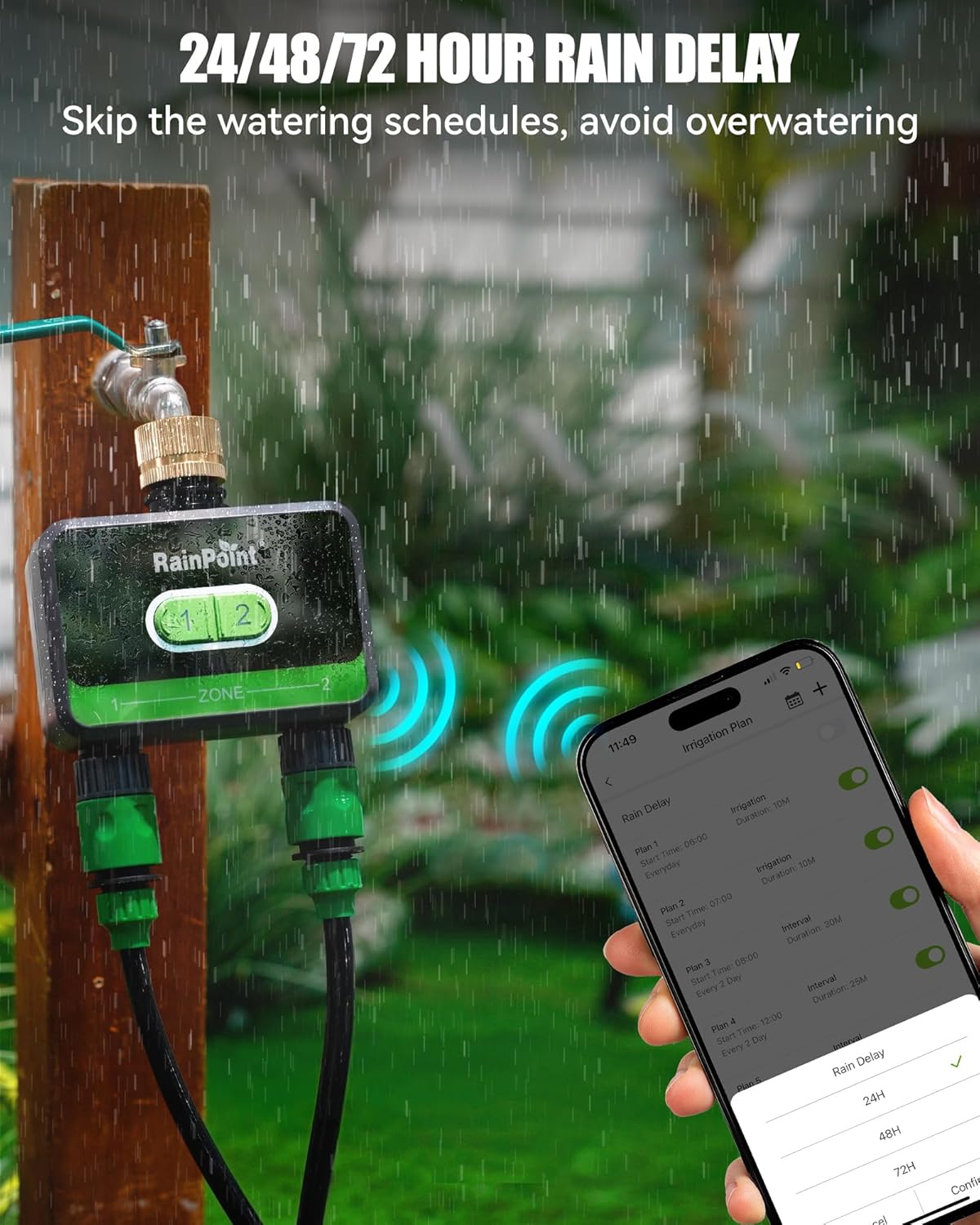 Smart Water Timer with Brass Inlet, Bluetooth Sprinkler Timer 2 Outlet X8336