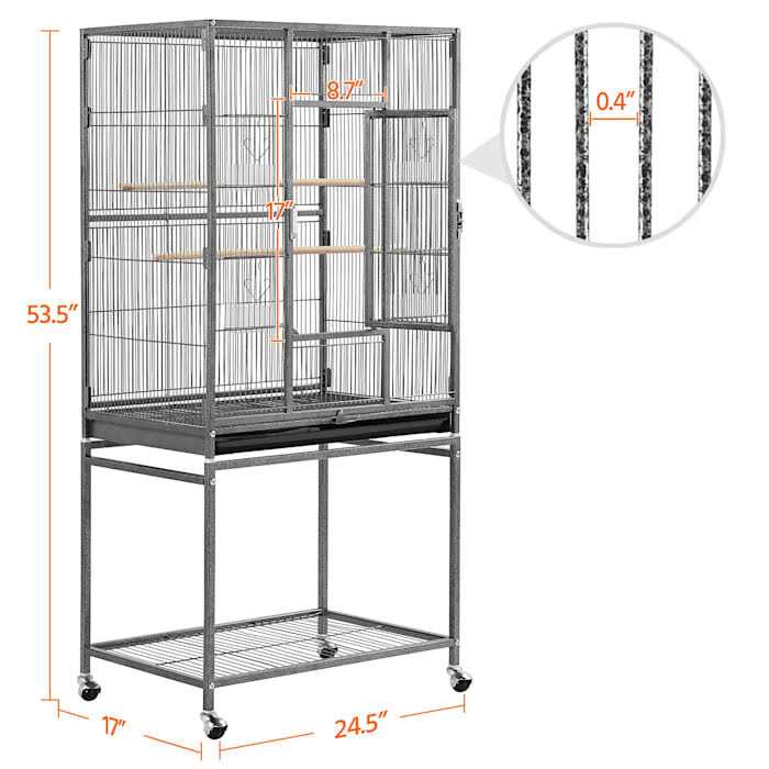 Metal Bird Cage with Rolling Detachable Stand Q7545