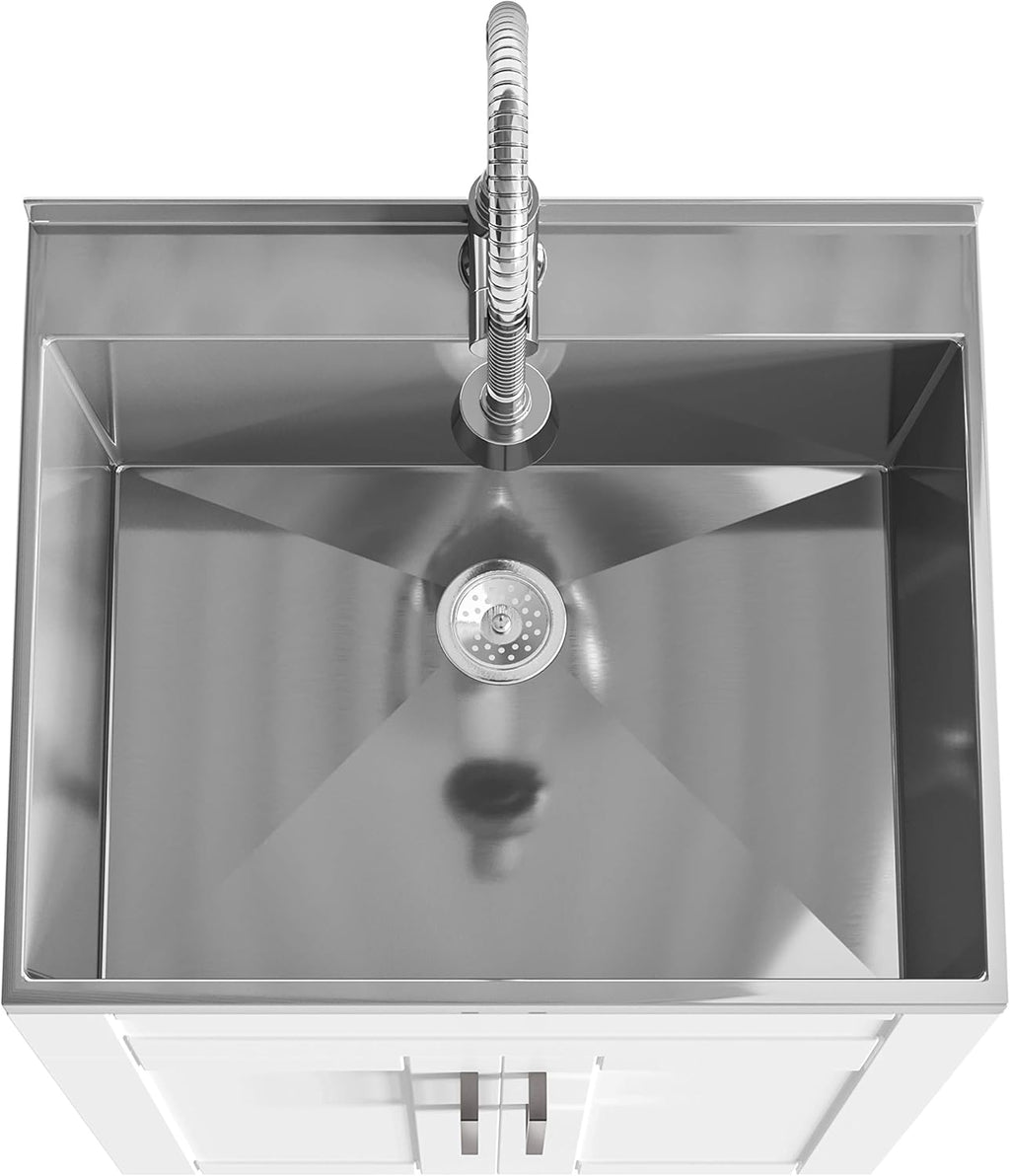 24 inch Laundry Cabinet with Faucet and Stainless Steel Sink L7179