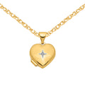 14 Karat Yellow Gold 12mm Heart Diamond Locket on 18-inch Cable Rope Chain T98866