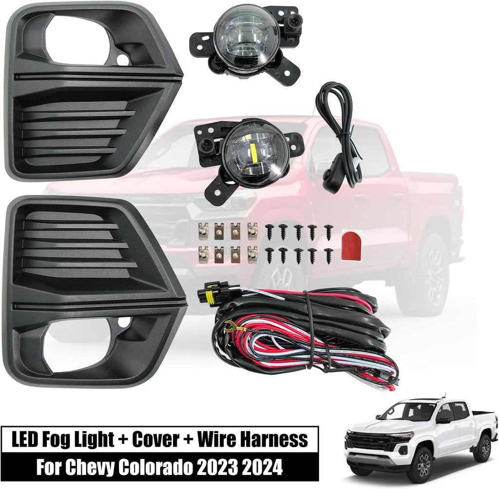 Front Fog Light Assembly with Bezel Cover and Harness for Chevy Colorado 2023 2024 O74246
